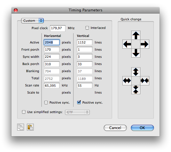 SwitchResX settings for SyncMaster 2343NW